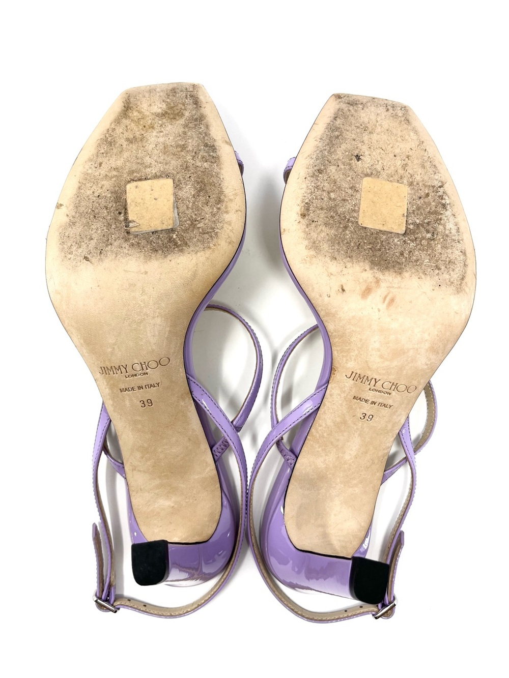 Jimmy Choo Meira Purple Patent Crystal Slingback Sandals High Heels Strappy 39 9 - Picture 10 of 12